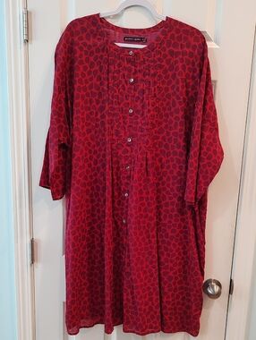 Gudrun Sjoden Red Patterned Long Sleeve Dress